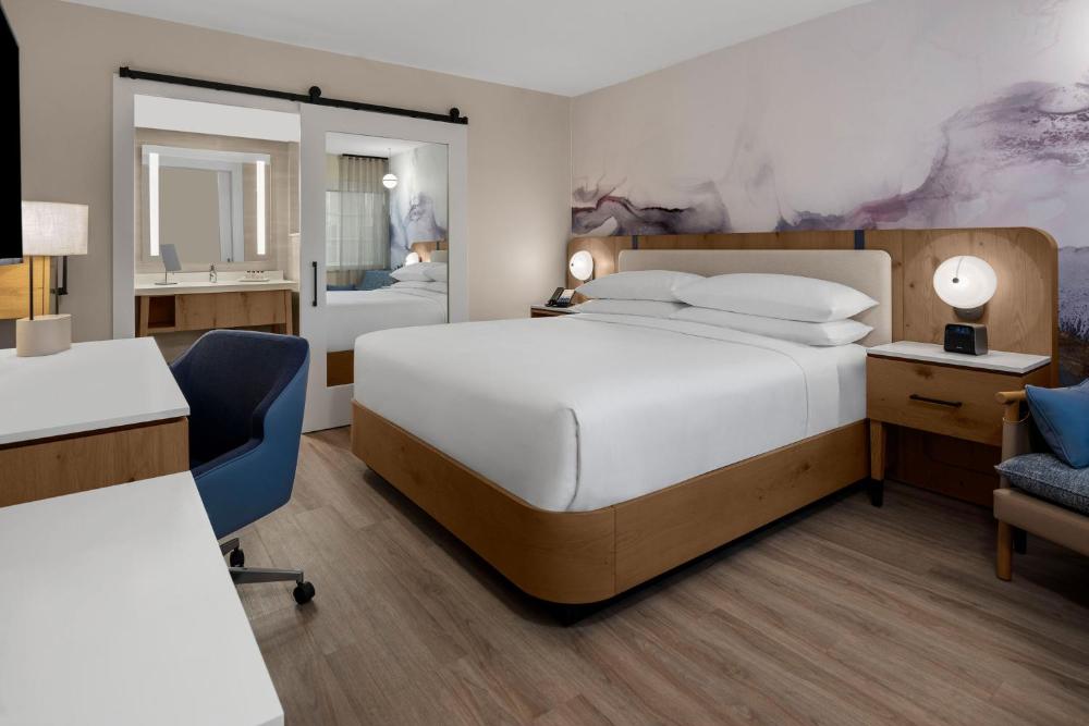 King-Exterior Entry, Guest room, 1 King, Garden Entry (Mobility & Hearing Accessible w/ Roll-in Shower) interior